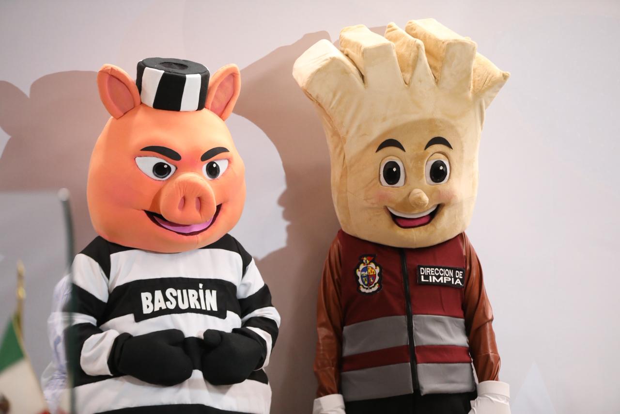 Presentan a Basurín y Escobetín en campaña sobre disposición de desechos.