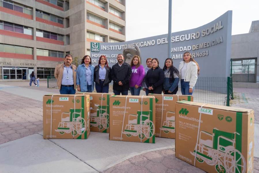 Entrega Partido Verde cinco sillas de ruedas al Hospital General de Zona 35