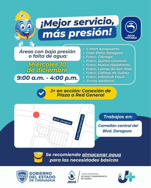 Conectarán nueva plaza comercial a la red de agua en Juárez