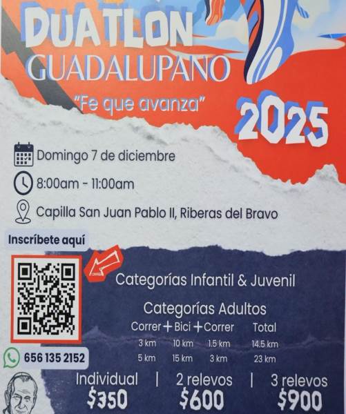 Realizarán el Duatlón Guadalupano este domingo 7 en Riberas del Bravo