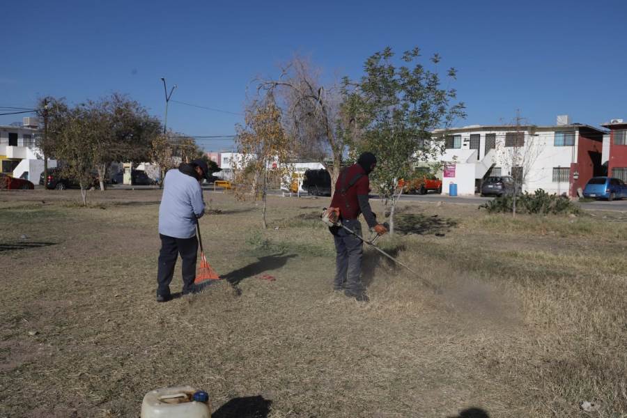 Realizan mantenimiento en parque del fraccionamiento Valle Verde