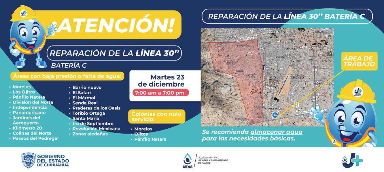 Advierte la JMAS suspensión de agua en cuando menos tres colonias