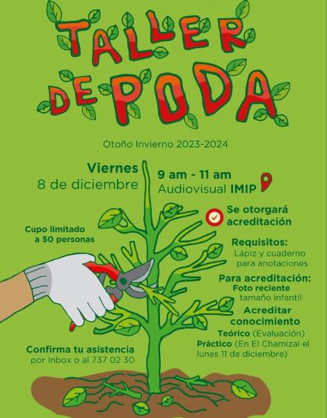Anuncian tercera edición de taller de poda