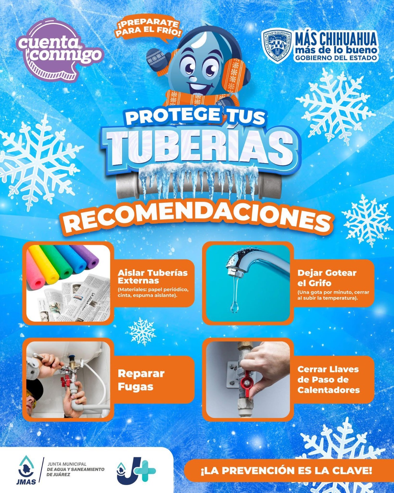 Llama JMAS a prevenir fugas por congelación de tuberías.