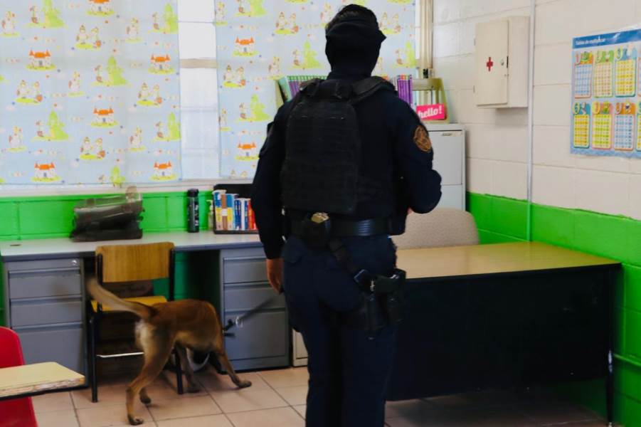 Descartan amenaza de bomba en la escuela Fidel Ávila con apoyo del K-9