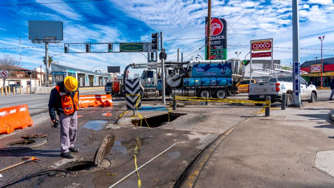 JMAS Juárez identifica y señaliza diez hundimientos tras lluvias recientes
