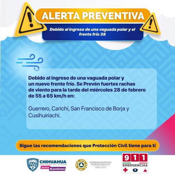 Emiten alerta preventiva por lluvias fuertes para las próximas horas