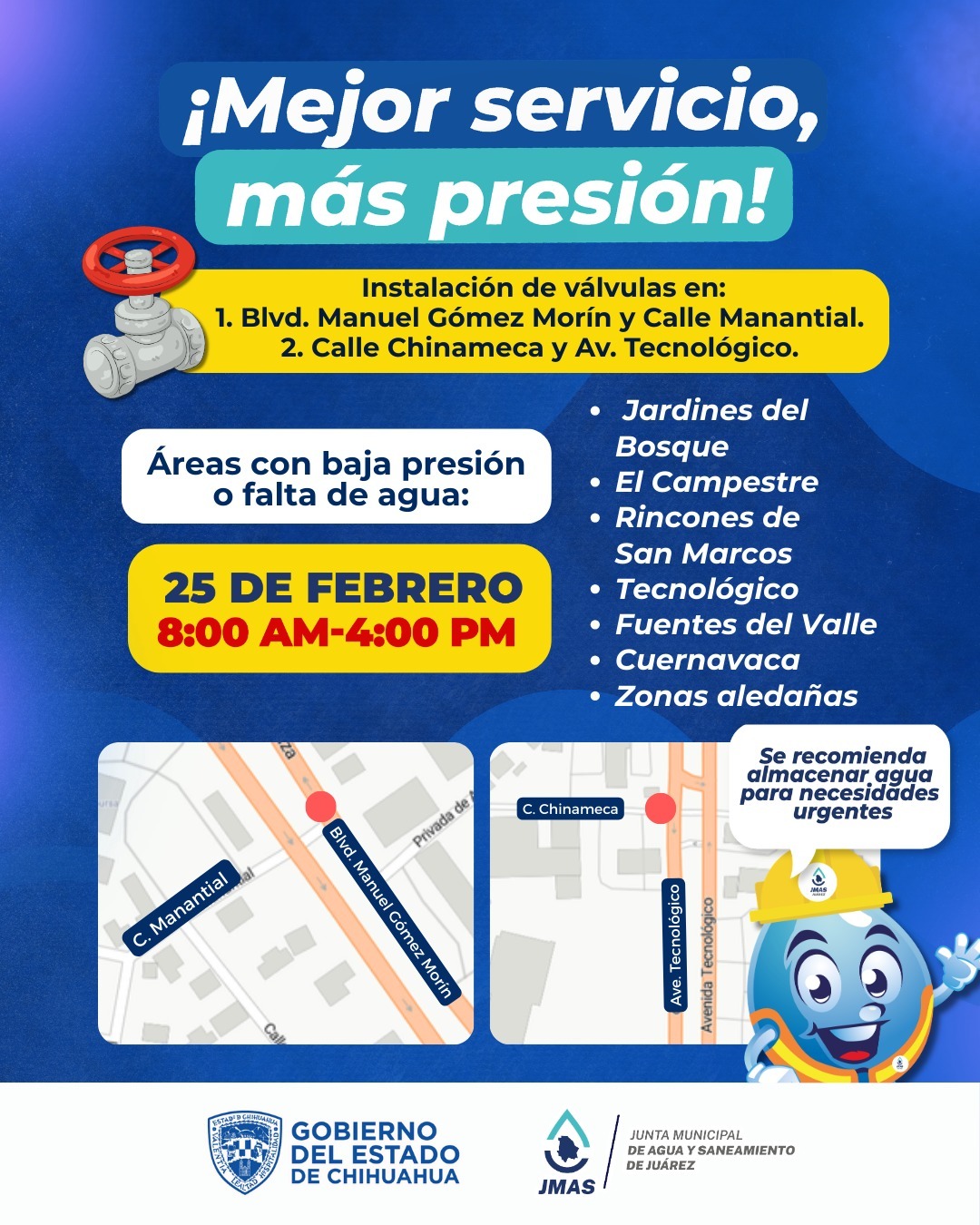 Anuncia JMAS instalación de válvulas en 2 puntos de alto flujo vehicular.