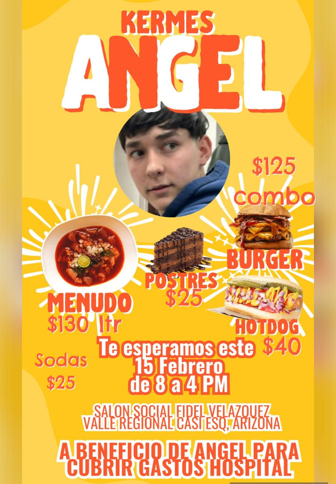 Invitan a juarenses a hamburguesada a favor de Ángel.
