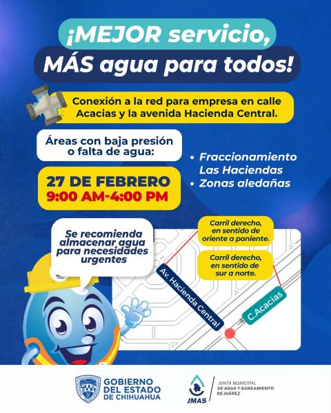 Anuncia JMAS trabajos de conexión este viernes en Las Haciendas