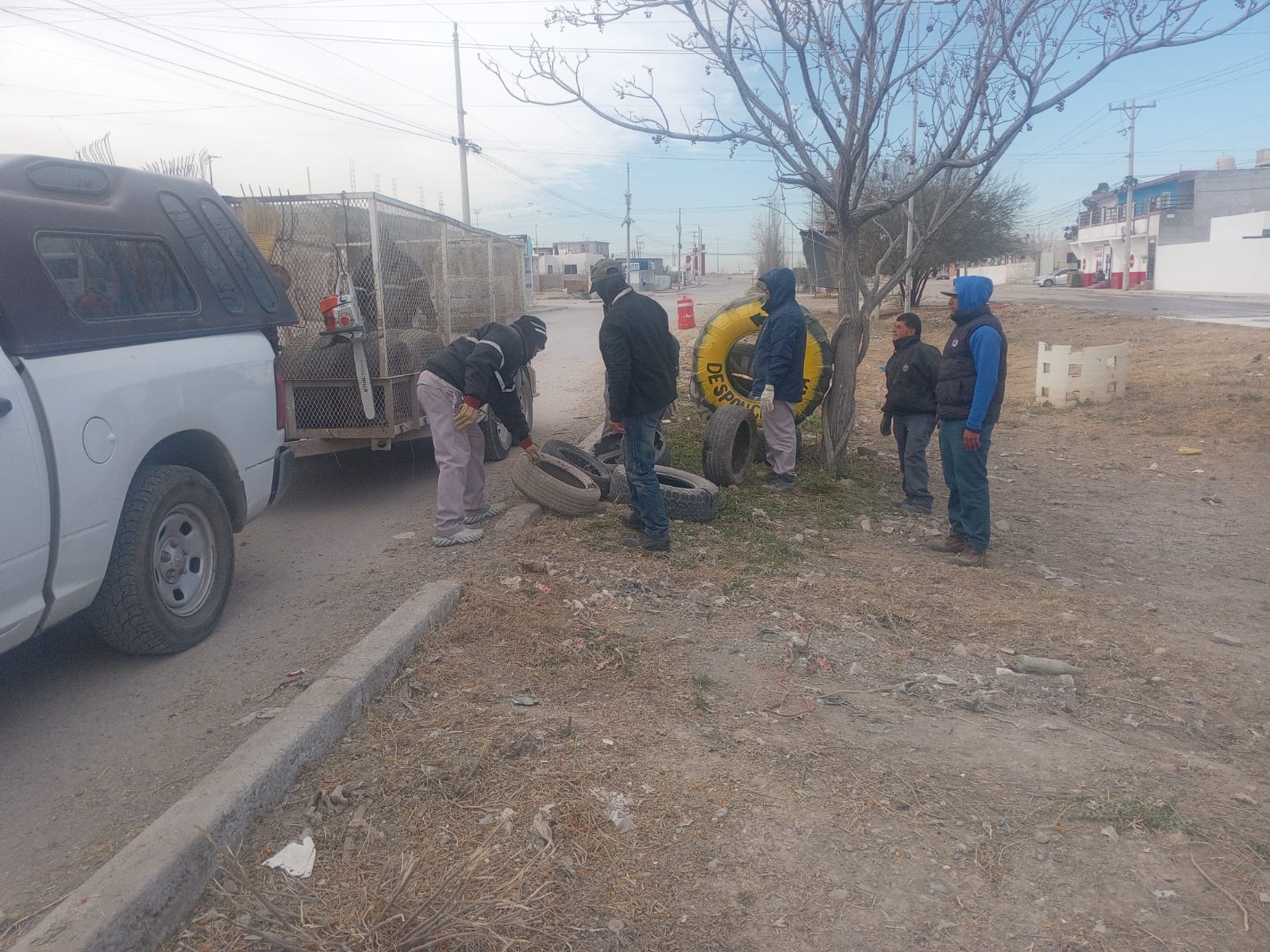 Limpian camellón en fraccionamiento Villas de Alcalá.