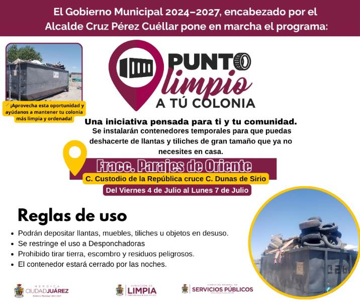 Instaló Municipio Puntos Limpios en cuatro zonas de la ciudad