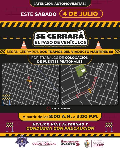 Anuncian cierres parciales en el Viaducto por instalación de puentes peatonales