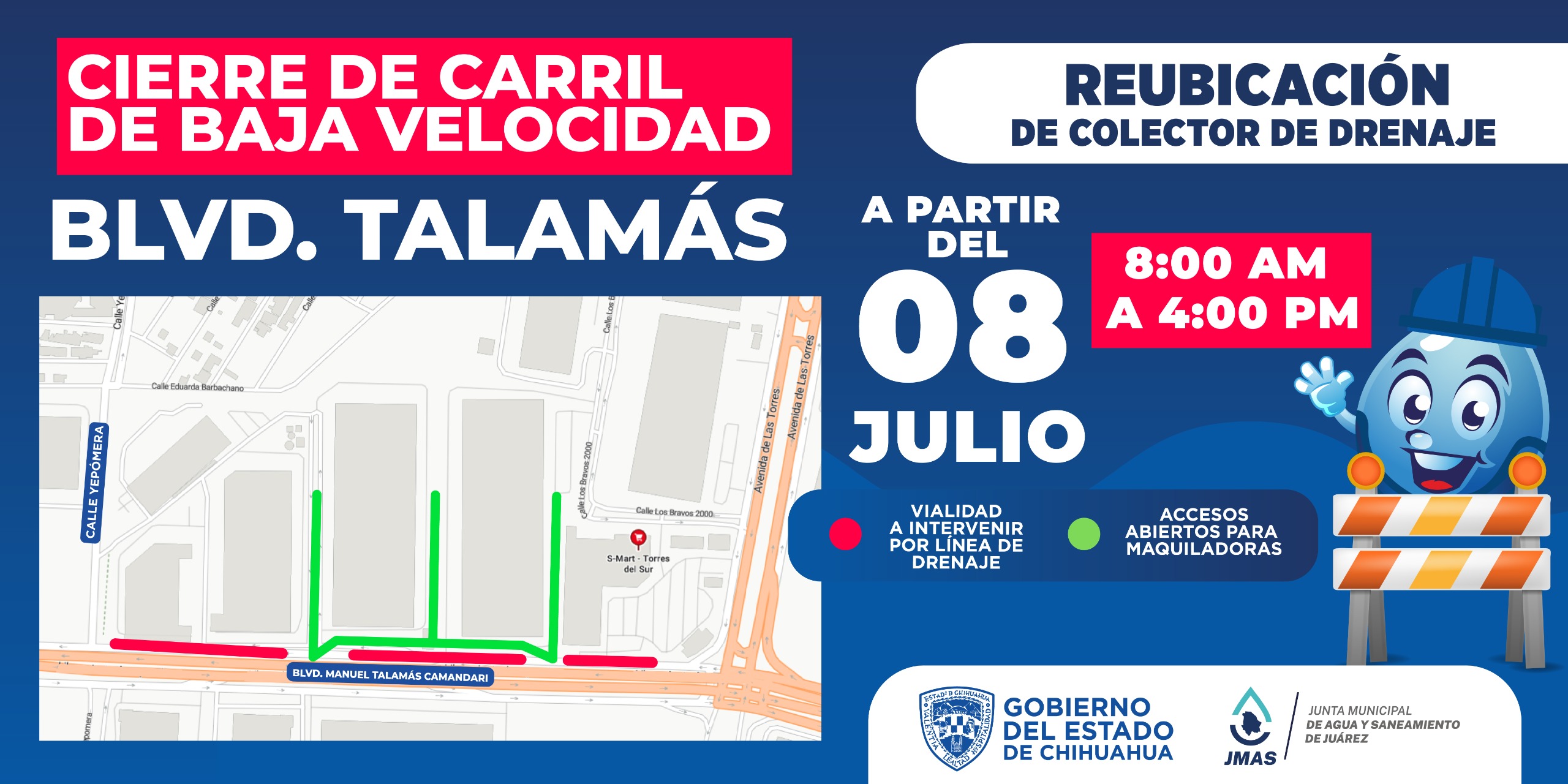 Anuncia  JMAS trabajos por construcción del Puente Paso Las Torres- Talamás Camandári.