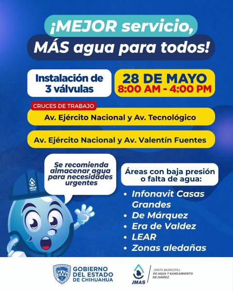 JMAS realizará suspensión temporal del servicio de agua en tres colonias