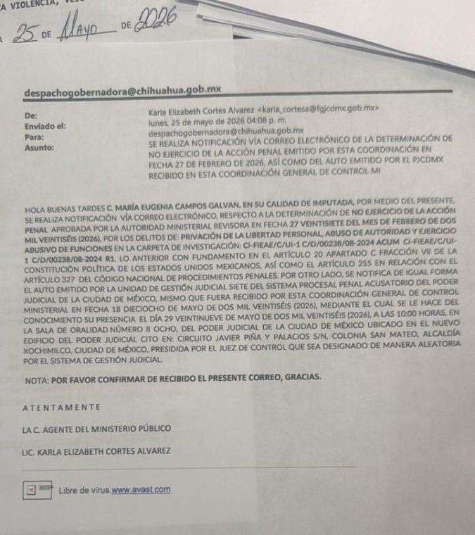 Nuevo citatorio contra Maru Campos reabre caso ligado a Javier Corral