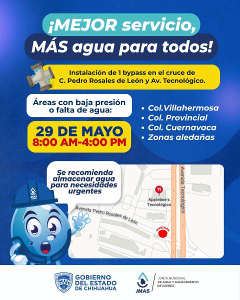 JMAS advierte de suspensión de agua en tres colonias por trabajos de sectorización