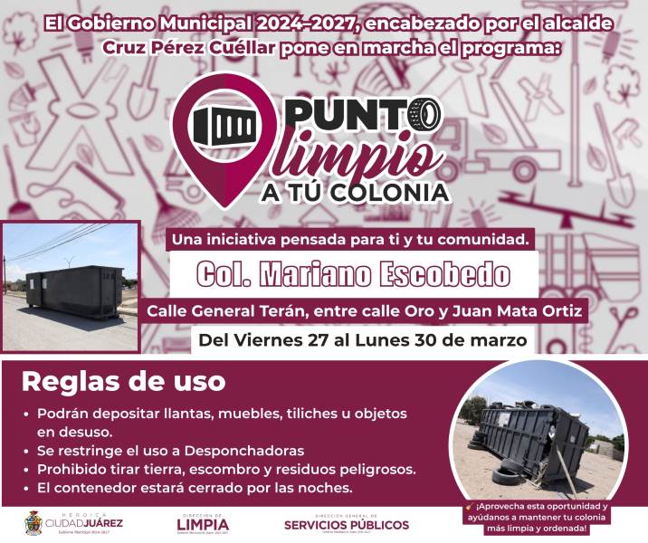 Instalan más Puntos Limpios en colonias de Ciudad Juárez